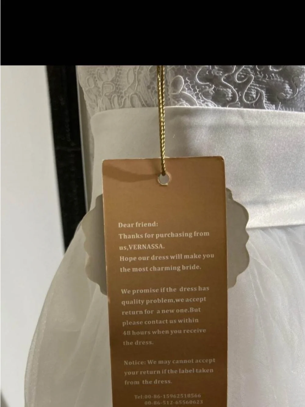 White Lace Bodice Tulle Wedding Dress - Picture 9 of 9